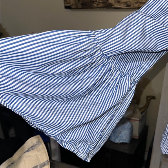 Caslon Blue and White Graphic Bell Sleeve Blouse stripped and boho style - Picture 5 of 12